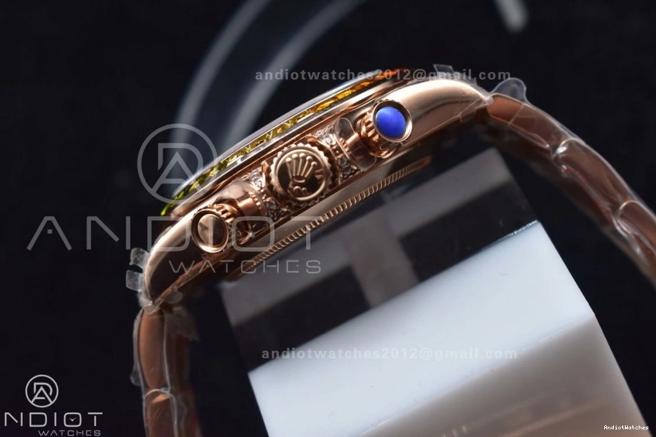 Crystal RG Classic Best YG Black Edition TWF on 116595RBOW A Bracelet Daytona 428 Rainbow Dial 0512